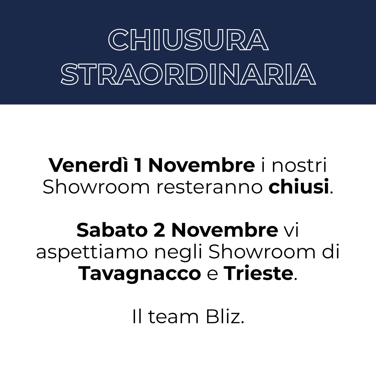 CHIUSURA 1 NOVEMBRE